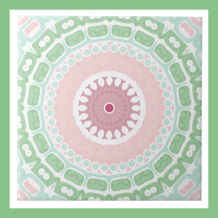 Pastel Pink and Green Mandala  Tile