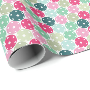 Pastel pink and green pickleballs wrapping paper