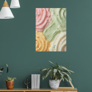 Pastel Pink and Green Swirls Abstract Art Poster