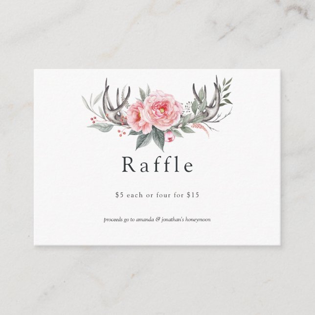 Pastel Pink and Grey Boho Floral Enclosure Card (Front)