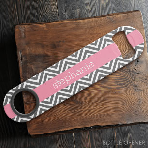 Pastel Pink and Grey Chevrons Custom Name