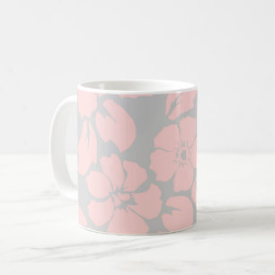 Pastel Pink and Grey Floral Coffee Mug
