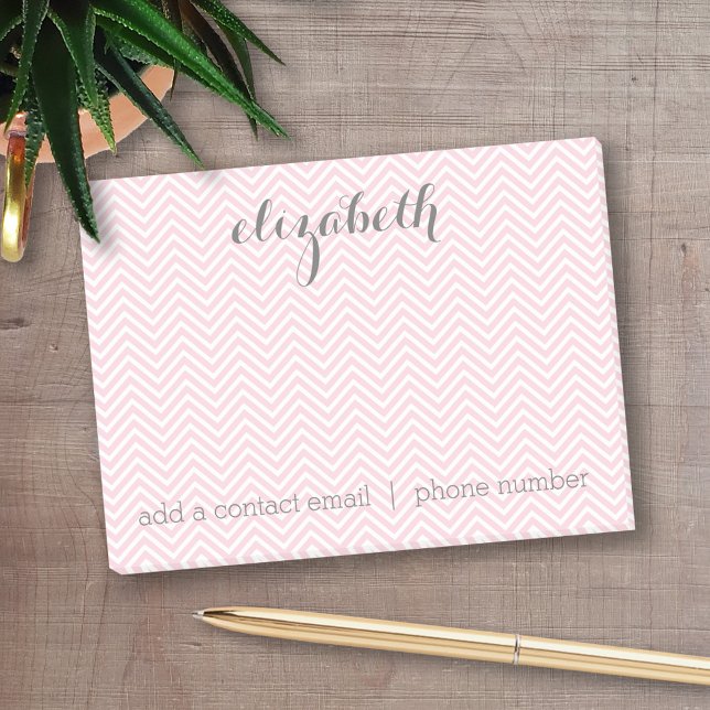 Pastel Pink and Grey Stationery Suite for Women Post-it Notes (Personalized Post-it notes - add your name and other text)