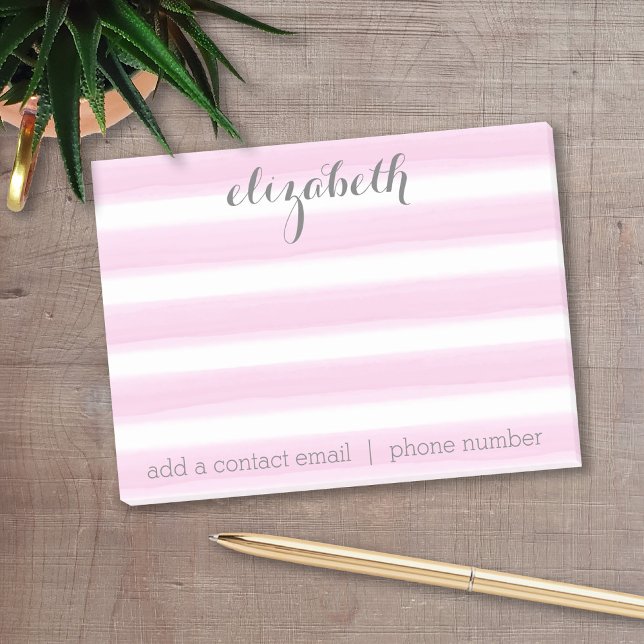 Pastel Pink and Grey Stationery Suite for Women Post-it Notes (Personalized post it notes with low quantity. Add your personal touch.)