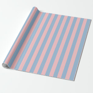 Pastel Pink and Light Blue Vertical Stripe Pattern Wrapping Paper