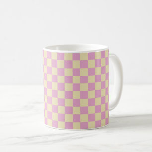 Pastel Pink and Light Yellow Chequerboard Coffee Mug