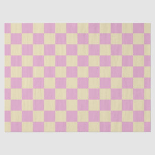 Pastel Pink and Light Yellow Chequerboard Tissue Paper
