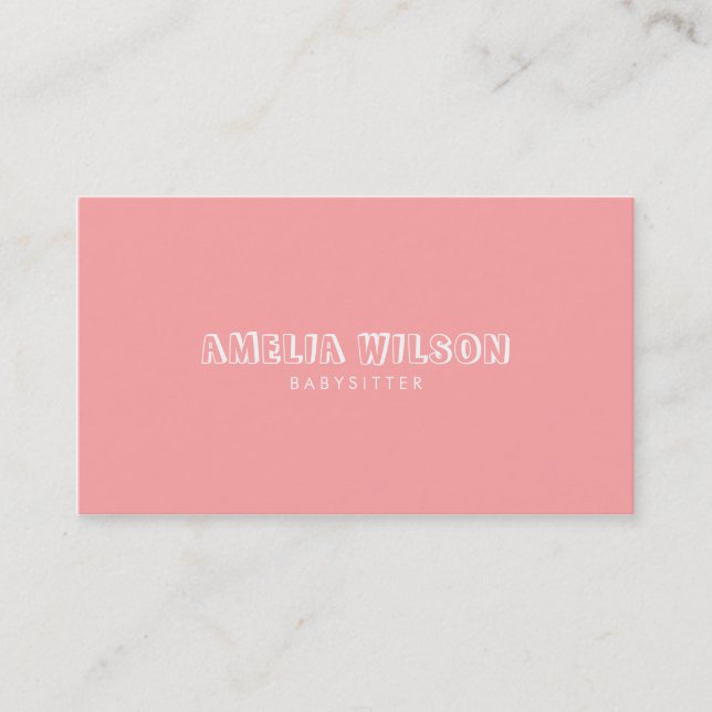 Pastel Pink and Mint Babysitter Nanny Business Card (Front)