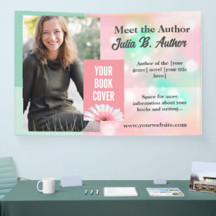 Pastel Pink and Mint Custom Author Book Signing  Banner