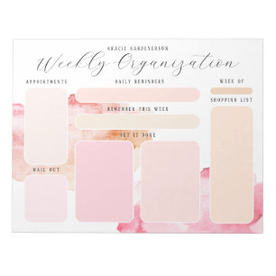 Pastel Pink and Orange Custom Weekly Organisation Notepad