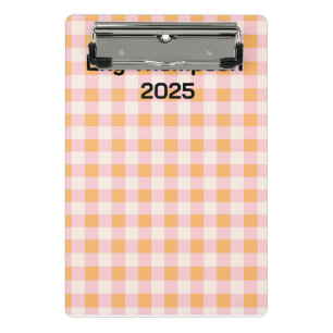 Pastel Pink and Orange Squares Planner Mini Clipboard