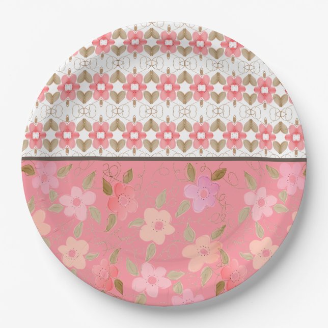 Pastel Pink And Peach Paper Plate (Front)