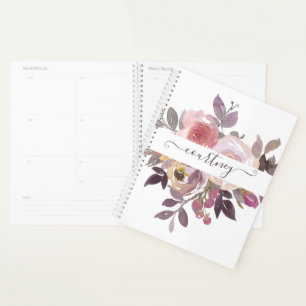 Pastel pink and purple floral personalised   planner