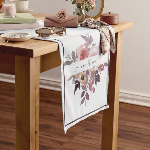 Pastel pink and purple floral personalised   short table runner