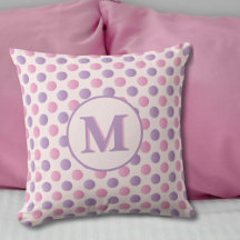 Pastel Pink And Purple Polka Dots Monogram