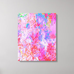 Pastel Pink and Red with Blue Hydrangea Landscape Canvas Print