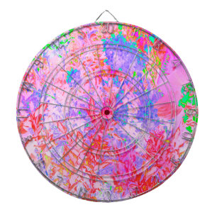 Pastel Pink and Red with Blue Hydrangea Landscape Dartboard