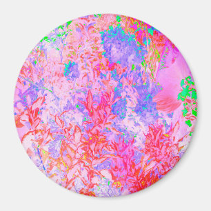 Pastel Pink and Red with Blue Hydrangea Landscape Magnet