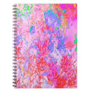 Pastel Pink and Red with Blue Hydrangea Landscape Notebook