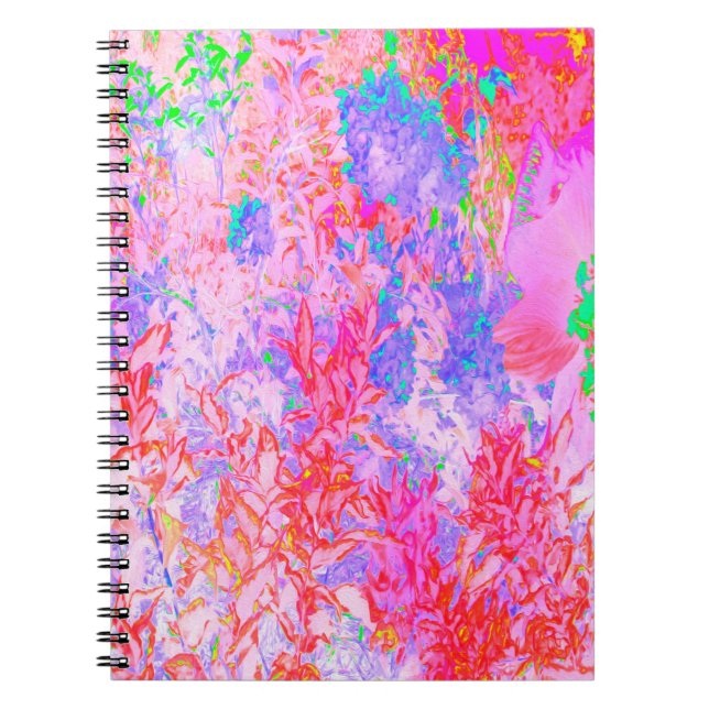 Pastel Pink and Red with Blue Hydrangea Landscape Notebook (Front)