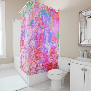 Pastel Pink and Red with Blue Hydrangea Landscape Shower Curtain