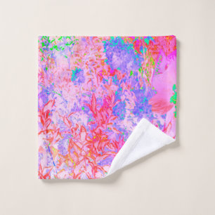 Pastel Pink and Red with Blue Hydrangea Landscape Wash Cloth