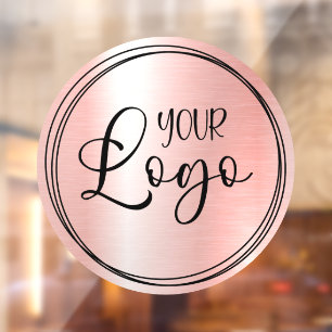 Pastel Pink and Rose Gold Glam Circle Logo Window Cling