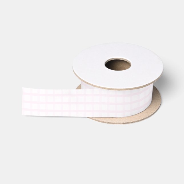 Pastel Pink And Rose Quartz Pink Gingham Pattern Satin Ribbon (Spool)