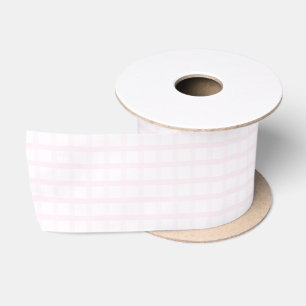 Pastel Pink And Rose Quartz Pink Gingham Pattern Satin Ribbon