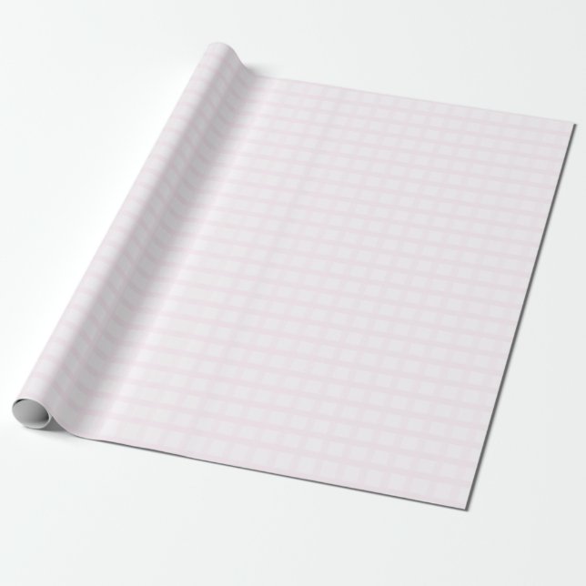 Pastel Pink And Rose Quartz Pink Gingham Pattern Wrapping Paper (Unrolled)