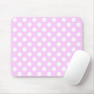 Pastel Pink And Stylish Big White Polka Dots Mouse Mat