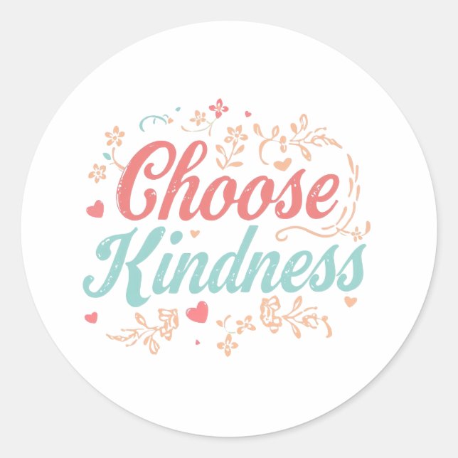 Pastel Pink and Teal Inspirational Message Classic Round Sticker (Front)
