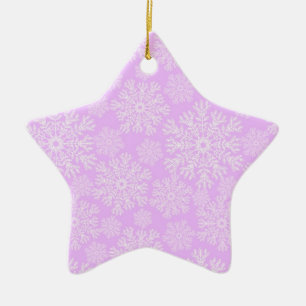 Pastel Pink And White Christmas Snowflakes Pattern Ceramic Tree Decoration