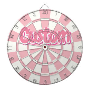 Pastel Pink And White Customisable Text Dartboard