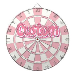 Pastel Pink And White Customisable Text Dartboard