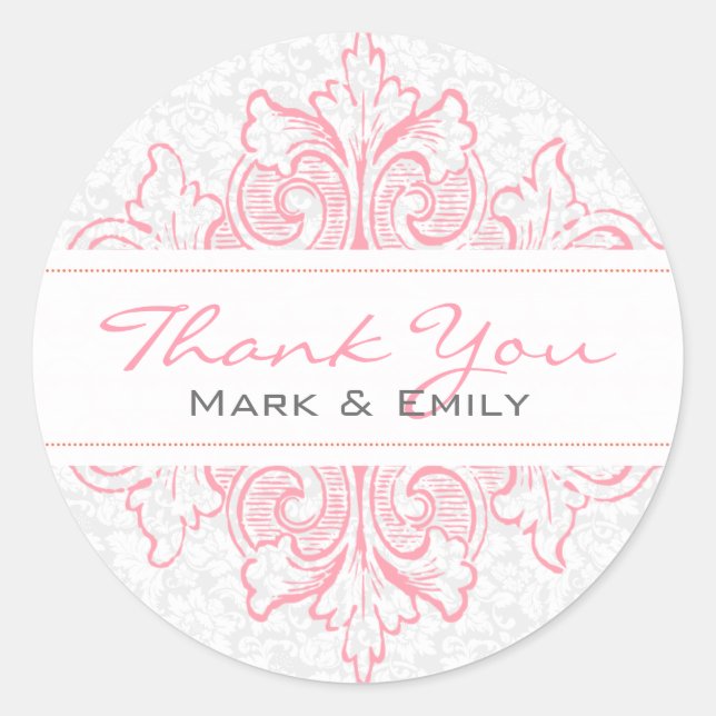 Pastel Pink And White Floral Ornament Classic Round Sticker (Front)