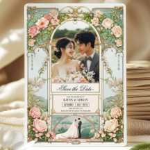 Pastel Pink and White Floral Wedding Save the Date