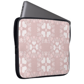 Pastel Pink and White Hearts Electronics Sleeves