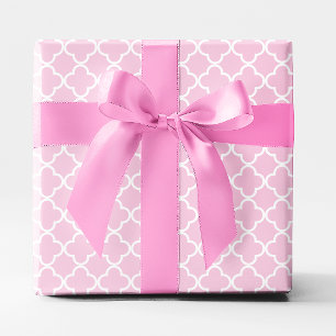 Pastel Pink and White Lattice Quatrefoil Wrapping Paper