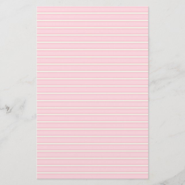 Pastel Pink and White Striped Stationery Paper (Front)