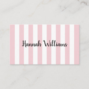 Pastel Pink and White Stripes Business Card