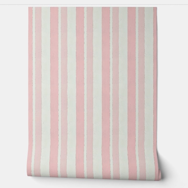 Pastel Pink and White Stripes Wallpaper (Unrolling)
