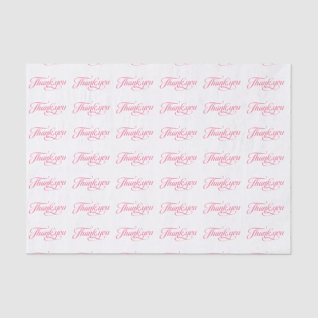 Pastel Pink And White Thank You Pattern Tissue Paper (Front)