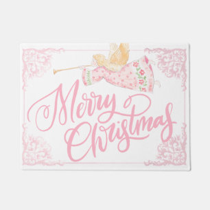 Pastel Pink Angel Christmas Doormat