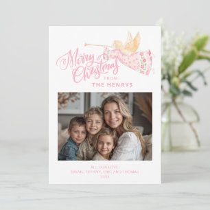 Pastel Pink Angel Merry Christmas Photo
