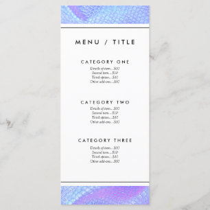 Pastel pink, aqua and lilac mermaid scales menu