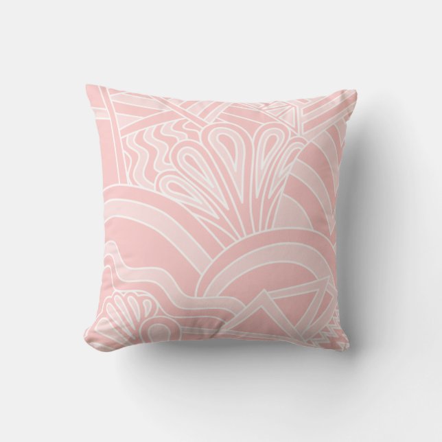 Pastel Pink Art Deco Style Design. Cushion (Front)