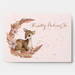 Pastel Pink baby Bambi Flowers Dust Return Address Envelope