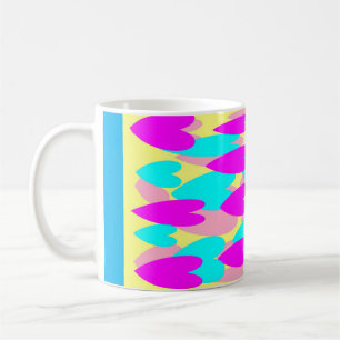 Pastel pink baby blue and pale yellow patterns coffee mug