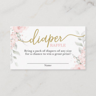 Pastel pink baby shower Diaper Raffle Enclosure Card